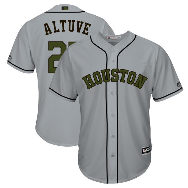Men's Houston Astros #27 Jose Altuve Gray 2018 Memorial Day Cool Base Stitched MLB Jersey